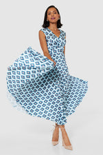 Load image into Gallery viewer, Closet London Blue V-Neck Pleated Midi Dress
