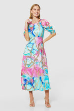 Load image into Gallery viewer, Closet London Aqua Jacquard Print A-Line Dress
