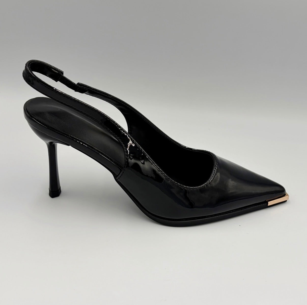 Black Patent Slingback Heel