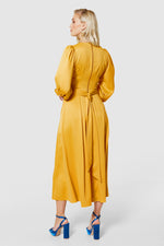 Load image into Gallery viewer, Selected Femme Full Skirt Wrap Dress - Yellow
