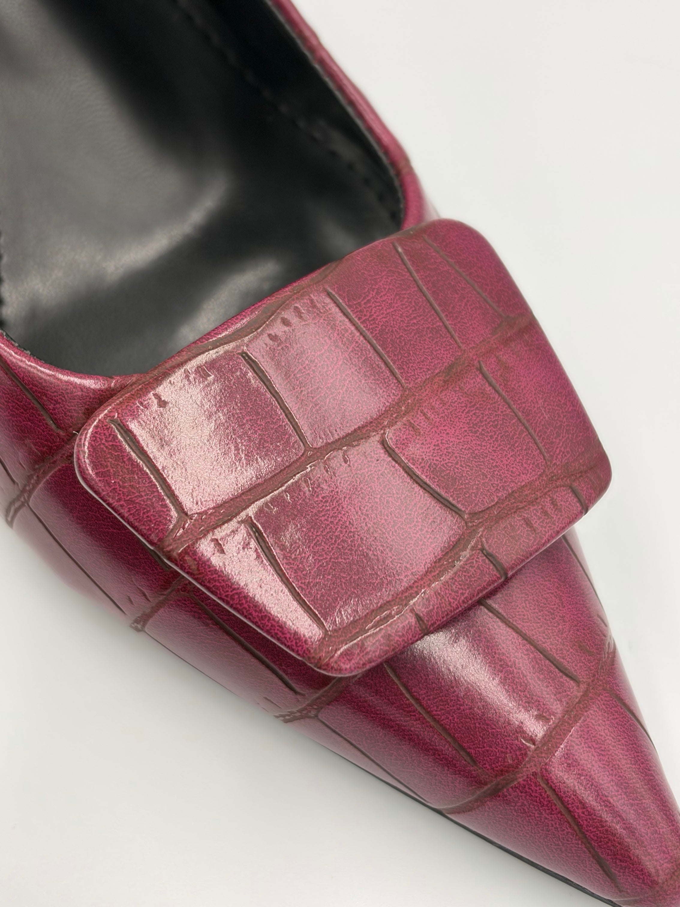 Wine Croc Embossed Slingback Heel