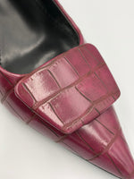 Load image into Gallery viewer, Wine Croc Embossed Slingback Heel
