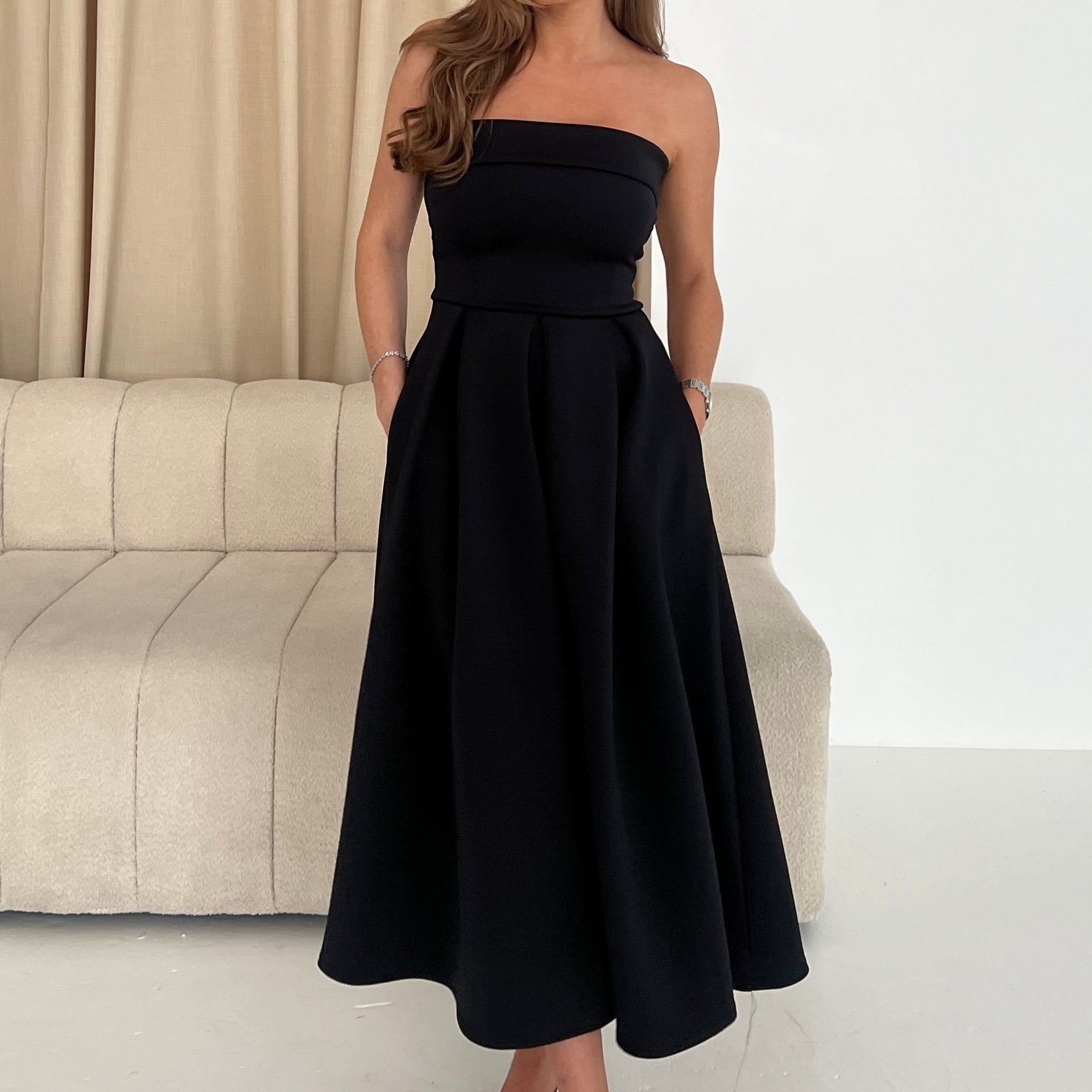 Danni Strapless Bandeau Midi Dress