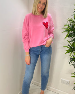 Love Heart Sweatshirt Pink