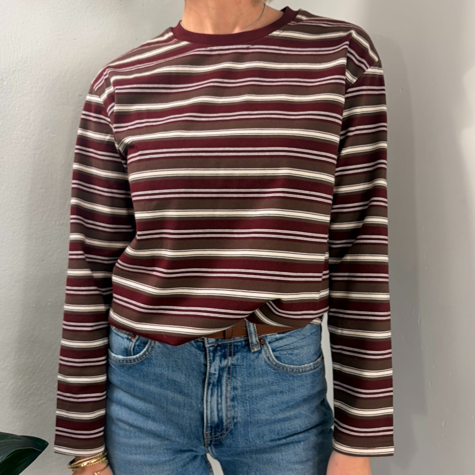 Multistripe Round Neck Top