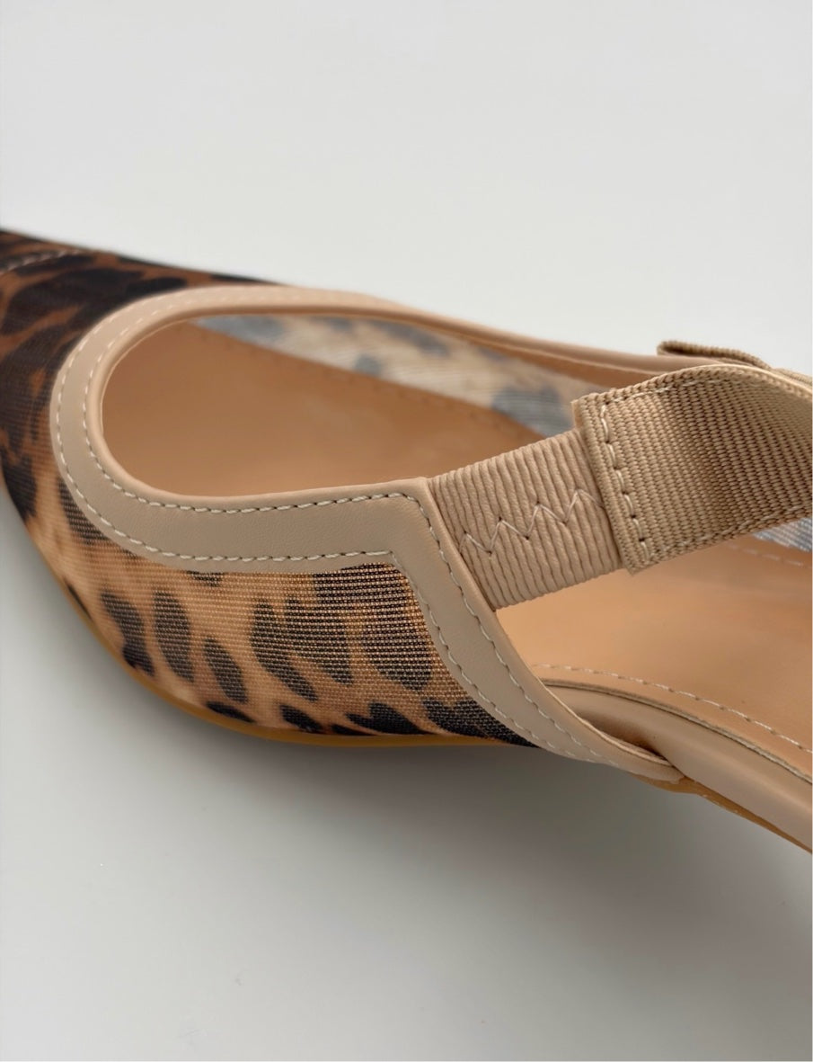 Mesh Leopard Print Slingback Heel