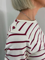 Load image into Gallery viewer, Stripe LS Top W/ Shoulder Buttons
