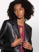 Load image into Gallery viewer, Sisley Faux Leather Single Breasted Blazer
