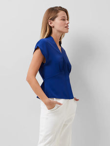 French Connection Carmen Recycled Crepe Blouse - Cobalt Blue