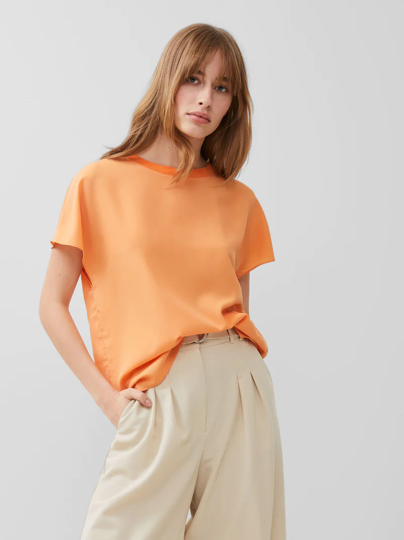 French Connection Crepe Light Crew Neck Top - Melon