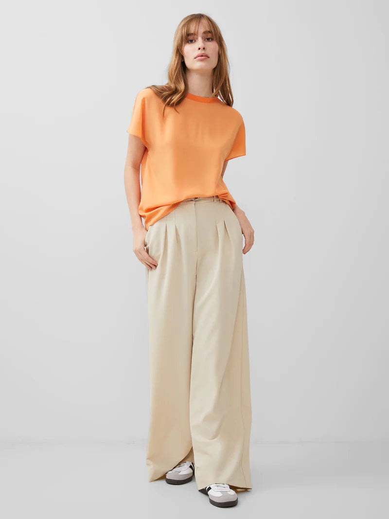French Connection Crepe Light Crew Neck Top - Melon