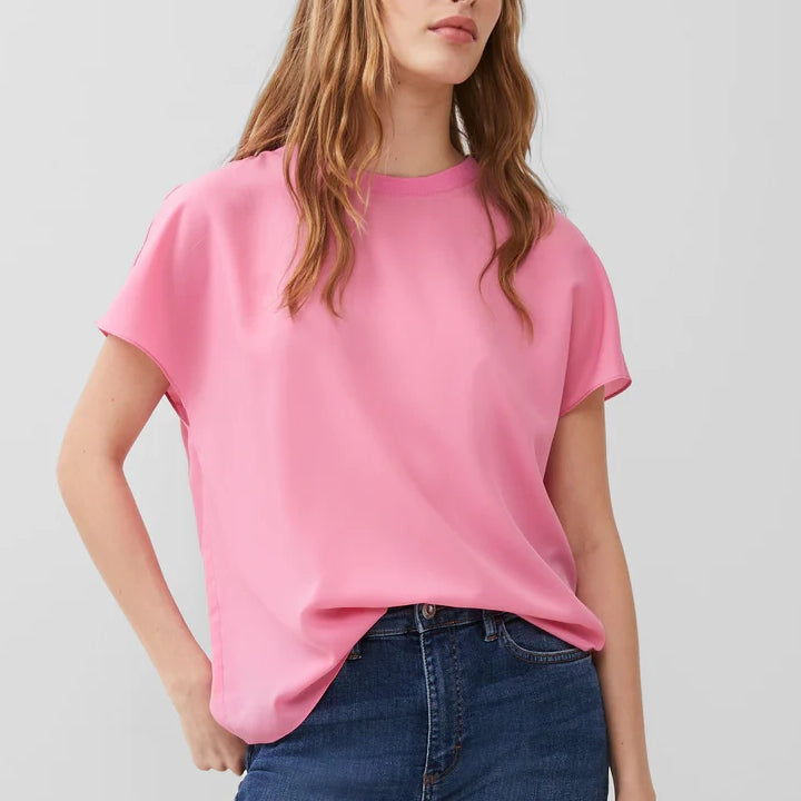 French Connection Crepe Light Crew Neck Top - Aurora Pink