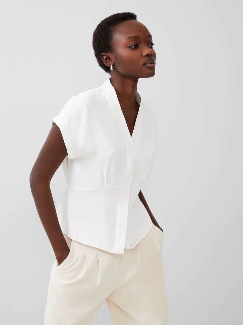 French Connection Carmen Recycled Crepe Blouse - Summer White