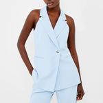 Load image into Gallery viewer, French Connection Harrie Suiting Halterneck Waistcoat - Cashmere Blue
