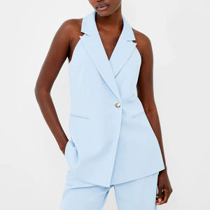 French Connection Harrie Suiting Halterneck Waistcoat - Cashmere Blue