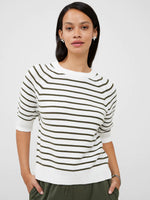 Load image into Gallery viewer, French Connection Lily Mozart Stripe Short Sleeve Jumper - Summer White/ Olive
