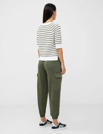 Load image into Gallery viewer, French Connection Lily Mozart Stripe Short Sleeve Jumper - Summer White/ Olive
