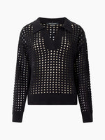 Load image into Gallery viewer, French Connection Manda Pointelle Collared Jumper - Blackout

