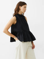 Load image into Gallery viewer, French Connection Rhodes Poplin Peplum Top - Blackout
