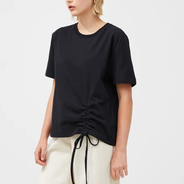 French Connection Rallie Cotton Rouched T-Shirt - Blackout
