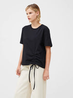 Load image into Gallery viewer, French Connection Rallie Cotton Rouched T-Shirt - Blackout
