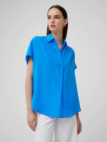 Load image into Gallery viewer, French Connection Crepe Light Cap Sleeve Popover Shirt - Blue Sea Star
