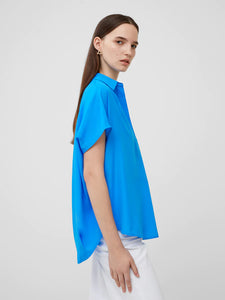 French Connection Crepe Light Cap Sleeve Popover Shirt - Blue Sea Star
