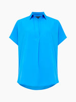 Load image into Gallery viewer, French Connection Crepe Light Cap Sleeve Popover Shirt - Blue Sea Star
