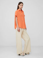 Load image into Gallery viewer, French Connection Crepe Light Cap Sleeve Popover Shirt - Coral
