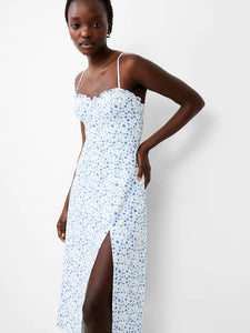French Connection Camille Echo Crepe Strappy Dress - Summer White/Blue