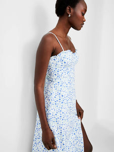 French Connection Camille Echo Crepe Strappy Dress - Summer White/Blue