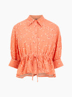 Load image into Gallery viewer, French Connection Gretta Seersucker Shirt - Coral Multi
