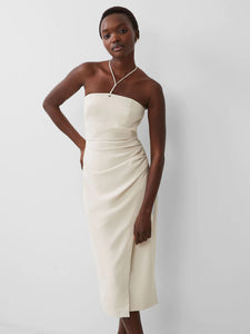 French Connection Echo Crepe Halterneck Midi Dress - Silver Lining