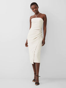 French Connection Echo Crepe Halterneck Midi Dress - Silver Lining