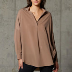 Load image into Gallery viewer, French Connection Rhodes Recycled Crepe Popover Shirt - Mocha Mousse
