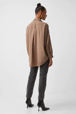 Load image into Gallery viewer, French Connection Rhodes Recycled Crepe Popover Shirt - Mocha Mousse
