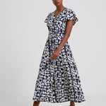 Load image into Gallery viewer, French Connection Islanna Crepe Midi Dress - Marine White
