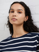Load image into Gallery viewer, French Connection Rallie Stripe Slash Neck Top - Stripe Marine/White
