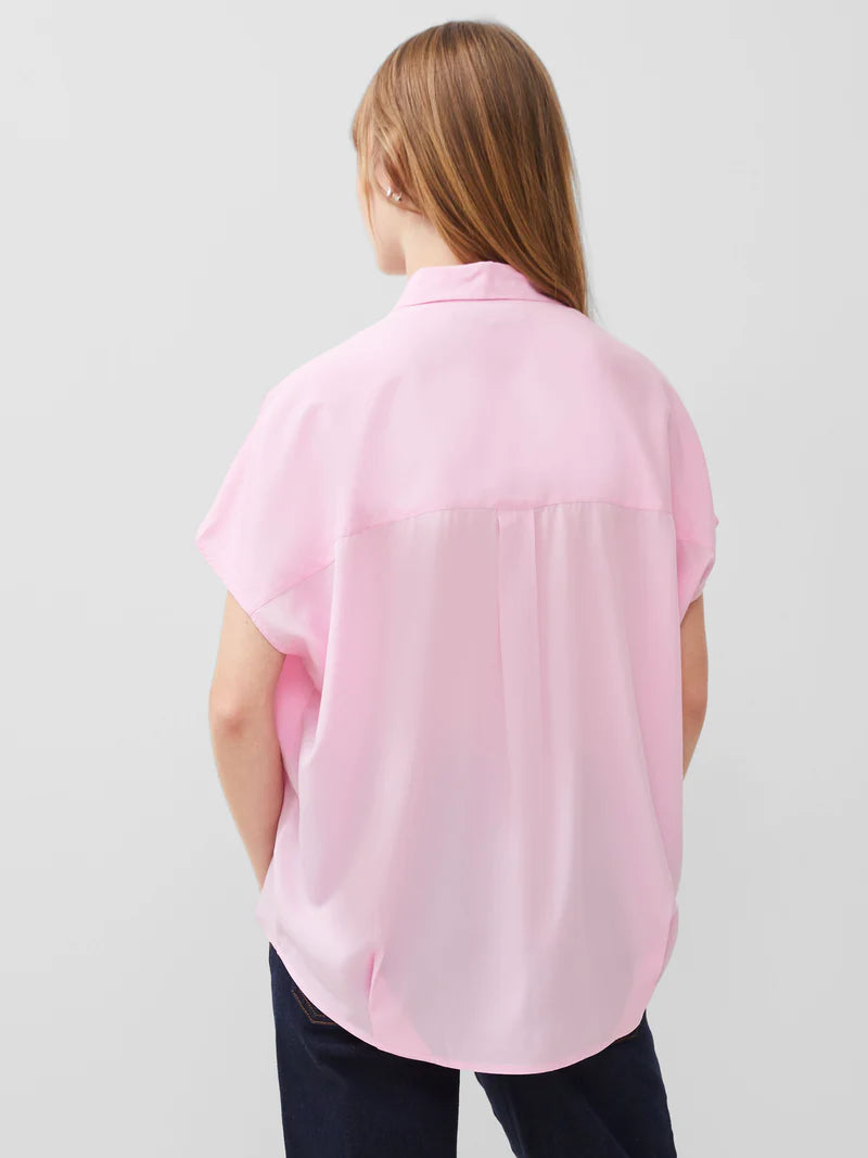 French Connection Crepe Light Cap Sleeve Popover Shirt - Strawberry Shake