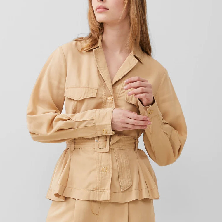 French Connection Elkie Twill Belted Jacket - Biscotti