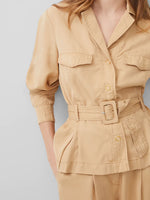 Load image into Gallery viewer, French Connection Elkie Twill Belted Jacket - Biscotti
