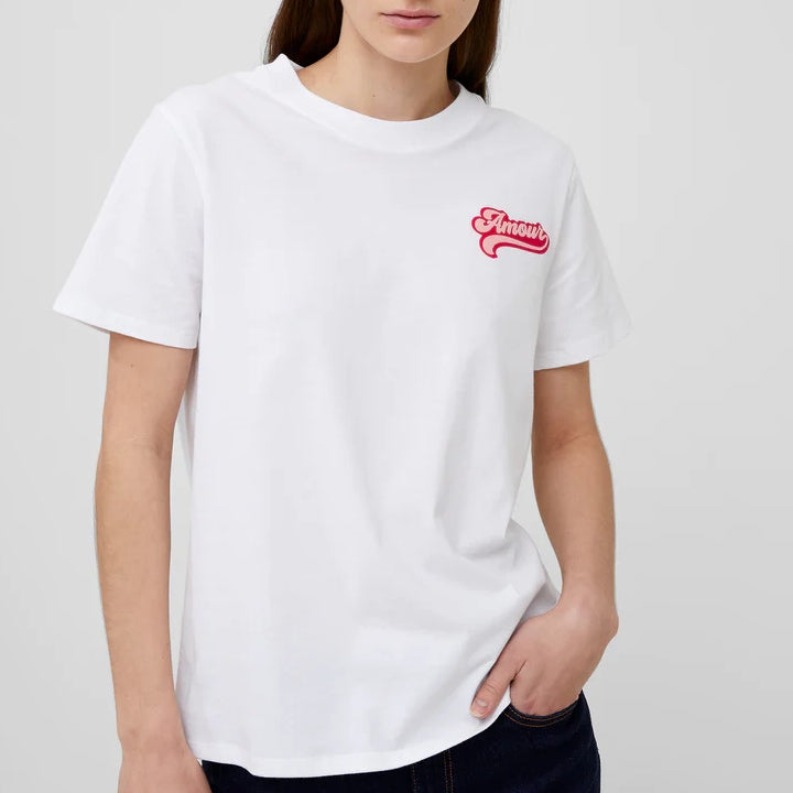 French Conenction Amour Graphic T-Shirt - Linen White