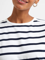 Load image into Gallery viewer, French Connection Rallie Stripe Slash Neck Top - Summer White/Marine
