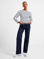 Load image into Gallery viewer, French Connection Rallie Stripe Slash Neck Top - Summer White/Marine
