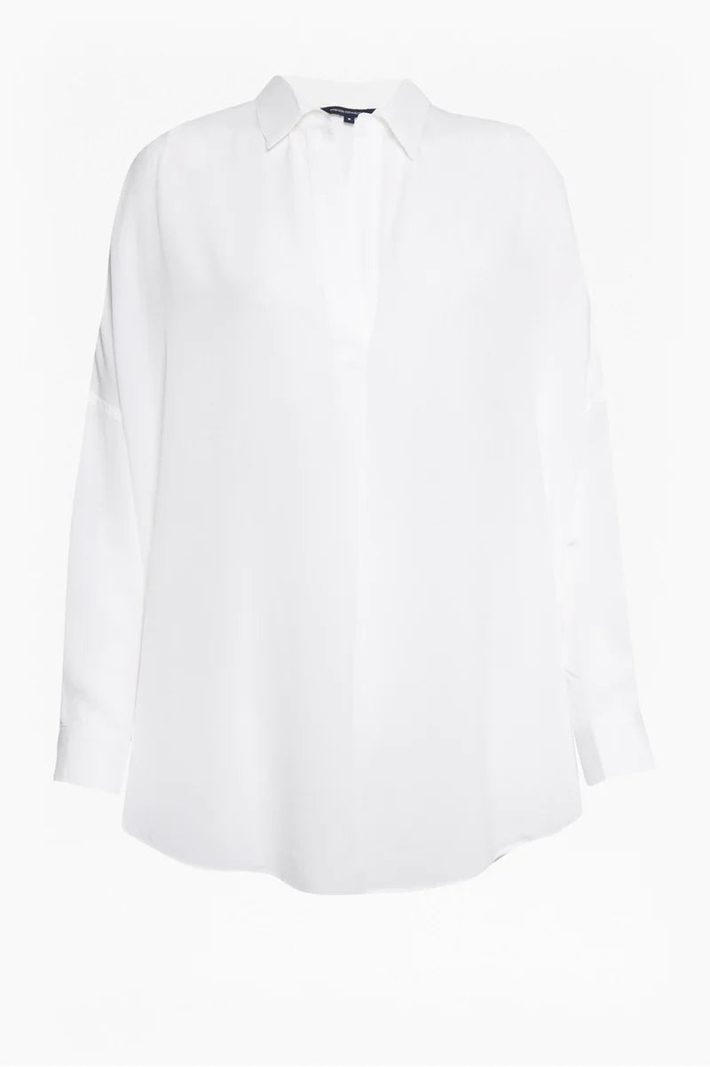 French Connection Rhodes Recycled Crepe Popover Shirt - Winter White