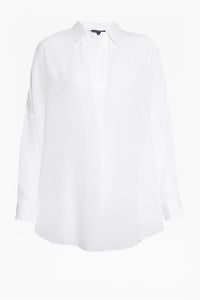 French Connection Rhodes Recycled Crepe Popover Shirt - Winter White