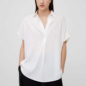 French Connection Crepe Light Recycled Popover Shirt - Winter White