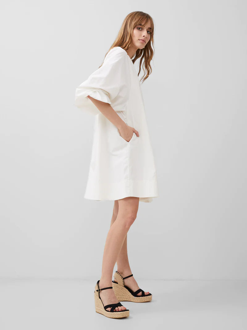 French Connection Alora Zip Dress - Linen White