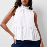 Load image into Gallery viewer, French Connection Rhodes Poplin Peplum Top - Linen White
