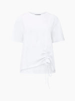 Load image into Gallery viewer, French Connection Rallie Cotton Rouched T-Shirt - Linen White
